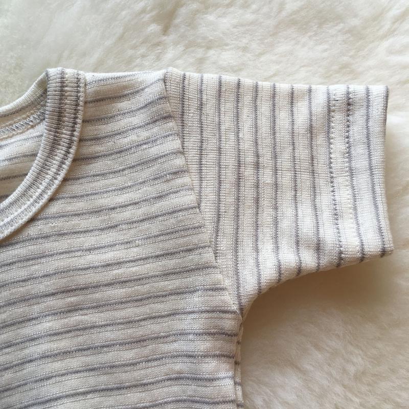 T-Shirt Kurzarm geringelt BW-Seide-Leinen